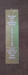 Exhibitor ribbon Gem and Mineral Show 1976