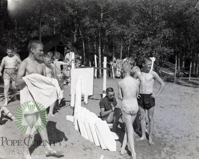 21 Boy Scouts Attending Wilderness Camp. Park Rapids, Minnesota