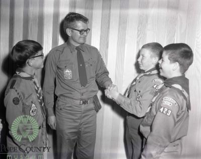 3 Unidentified Boys and their Troop leader Glenwood Boy Scout Troop 423