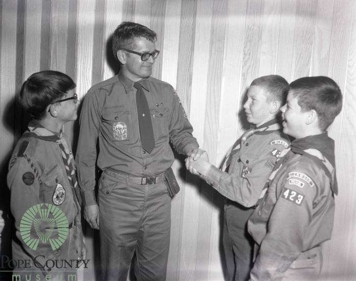3 Unidentified Boys and their Troop leader Glenwood Boy Scout Troop 423