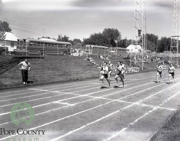 Nelson of Alexandria and Bob Lommel of Glenwood Running in 220- yard dash
