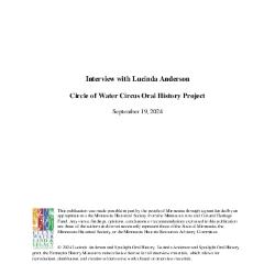 Lucinda Anderson Circle of Water Circus Oral History