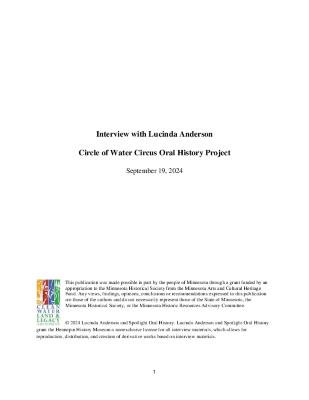 Lucinda Anderson Circle of Water Circus Oral History