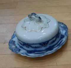 Butter dish, flow blue china
