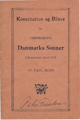 Society Sons of Denmark Constitution and By-Laws Booklet
