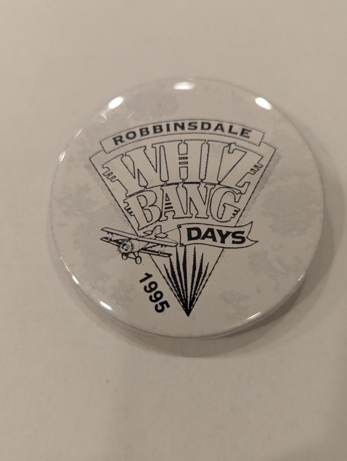 Promotional Button for Robbinsdale Whiz Bang Days, 1995