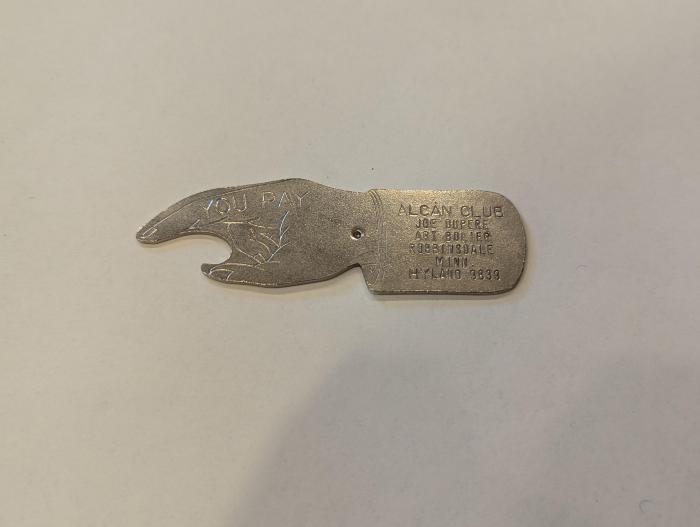 "You Pay" Spinner for the Alcan Club, undated