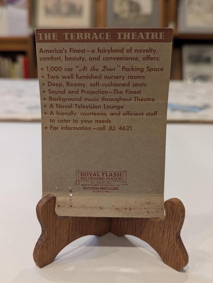 Matchbook Cover for the Terrace Theatre in Robbinsdale