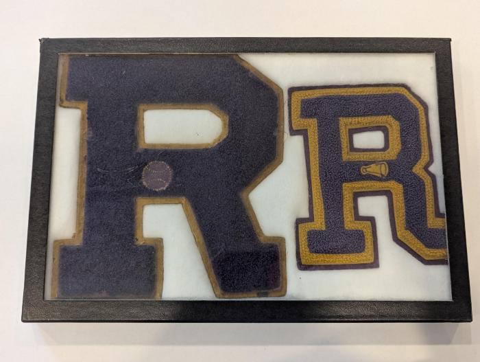 Shadow Box with Robbinsdale High School Varsity Letters, including Basketball