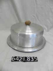 Aluminum cake plate with lid 1950s