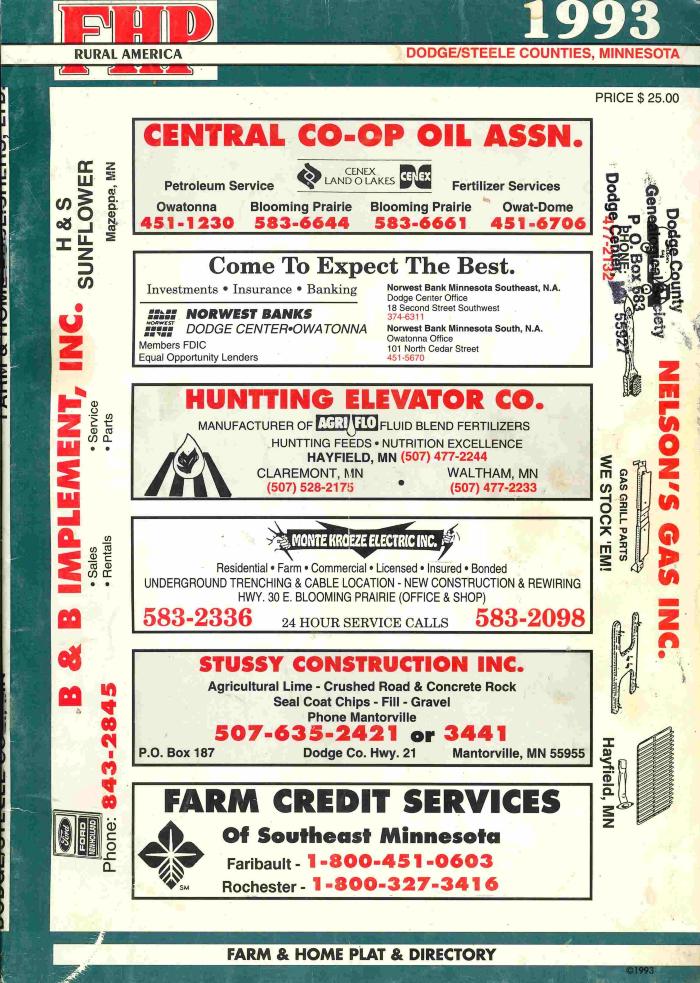  Farm & Home directory Dodge and Steele Counties 1993