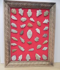 Mounted arrowhead collection