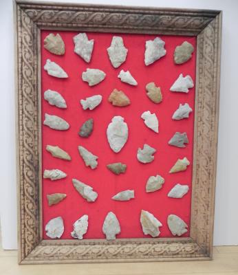 Mounted arrowhead collection