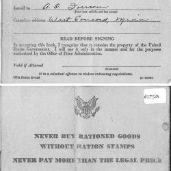 War Ration Book for 10 pounds of canning sugar,