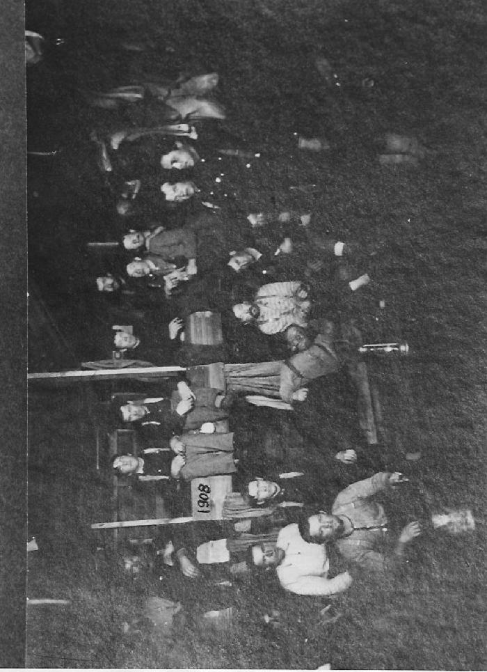 Lumber-Camp,  group of men in the bunkhouse at lumber camp.  1908