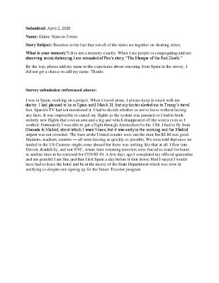 Elaine Alarcon-Totten COVID-19 Reflection