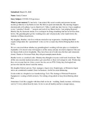 Sandy Connor COVID-19 March Reflection