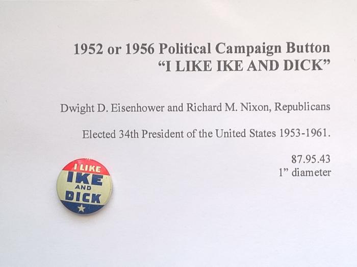 Political campaign button for Dwight D. Eisenhower 1952 or 1956
