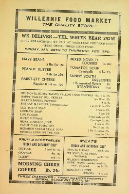 1938 Willernie Food Market Grocery Ad