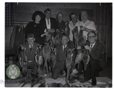 VFW members with pheasants and ducks for the annual dinner 