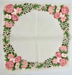 Pink Floral Linen Square: Table Linen