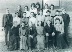 Teachers at Washington School including F. F. Farrar (far left) and Miss Abigail Stough (front left)