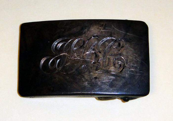 1-3/4" x 1-1/8" Sterling Silver Men's Belt Buckle - Julius Coller I, Shakopee, 1900