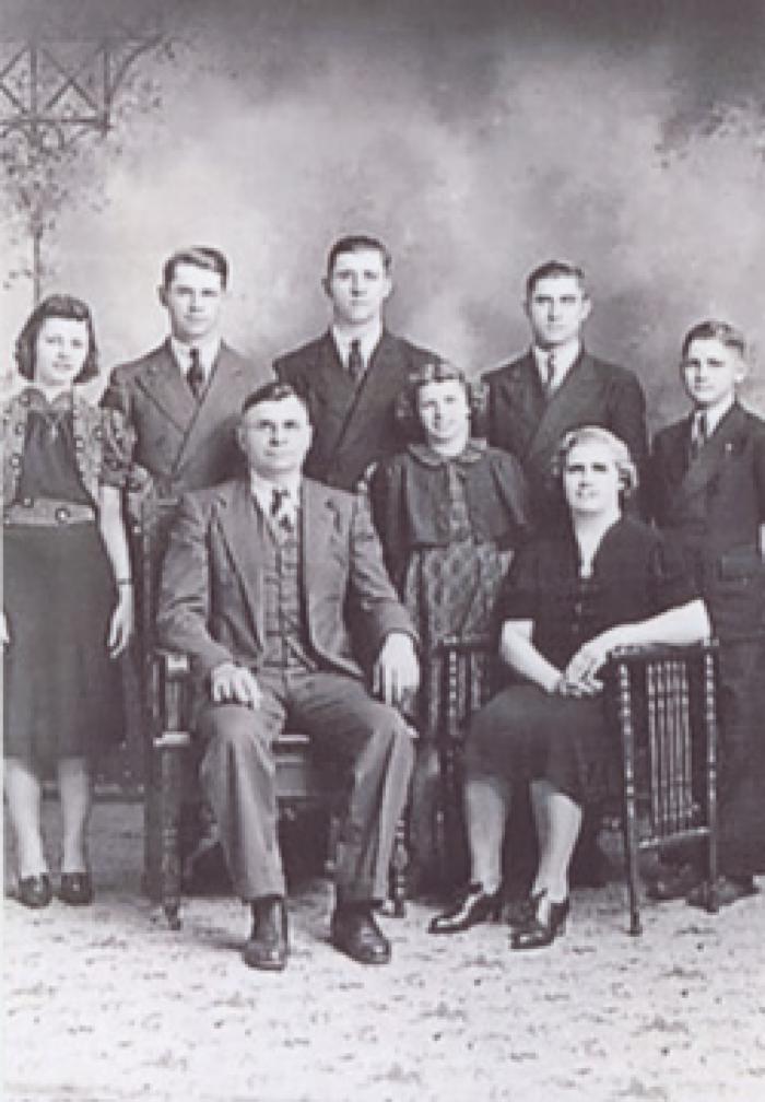 Henry and Minnie Ulrich Fluegge family, c.1940.