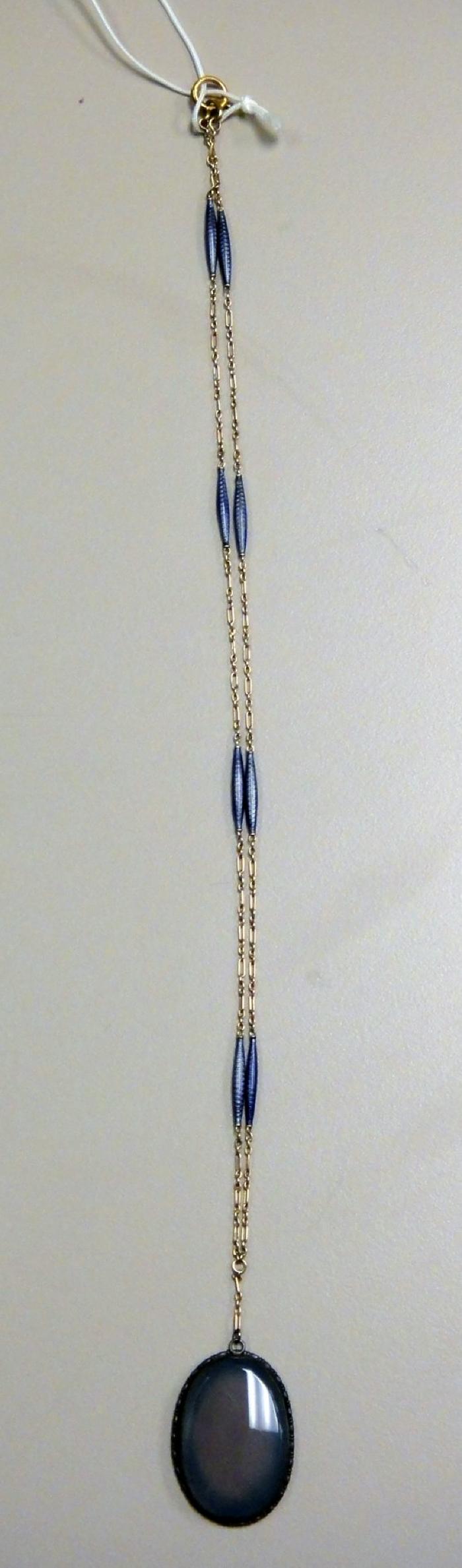 11-1/2" Gold Wedding Necklace with a Drop Link Opal - Cora Dennis Coller, Shakopee, 1907