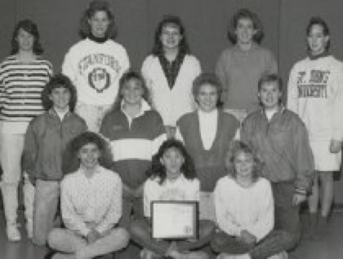 1989 Nicollet High School Girls Volleyball Team with Region 4 Academic Award Plaque