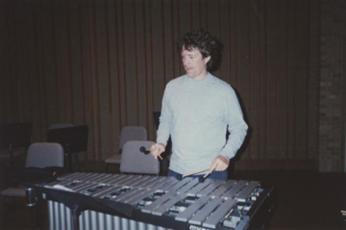 Mark Johnson, rehearsing on the vibraphone with Riverlights, c.1998.