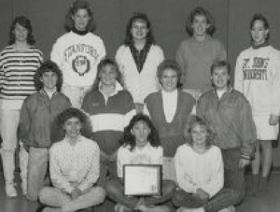 1989 Nicollet High School Girls Volleyball Team with Region 4 Academic Award Plaque