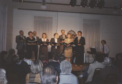 Riverlights performing at the Arts and Heritage Center new performance space celebration, Saint Peter, 1996.