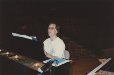 Bill Cavett, accompanying Riverlights on piano during a rehearsal, c.1998.