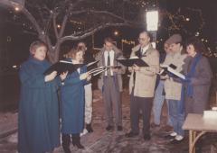 Riverlights Christmas caroling in downtown Saint Peter, 1993.