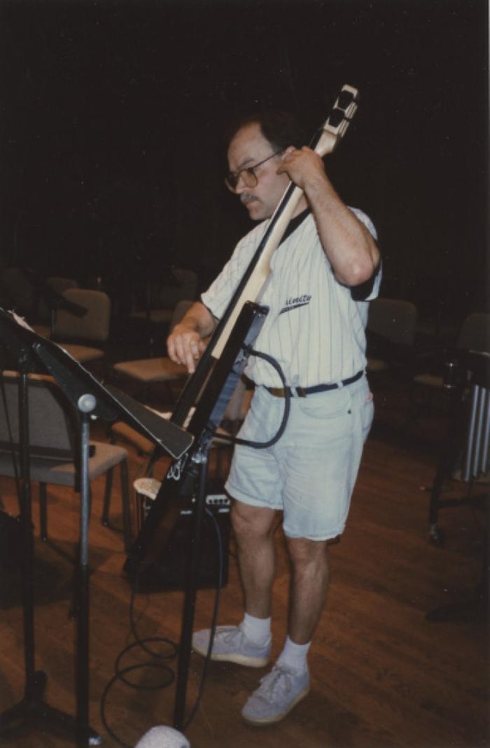 Al Behrends, performing on bass with Riverlights, c.1998.