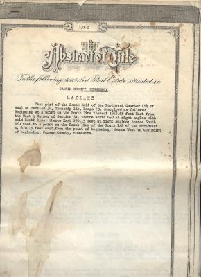 Abstract of Title for Trumble House Donation