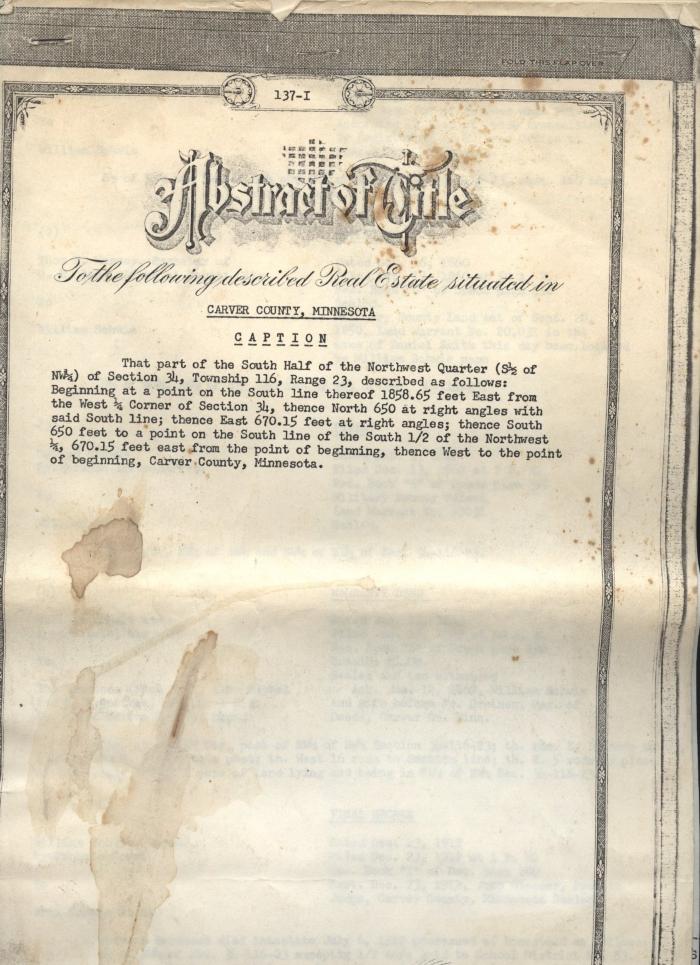 Abstract of Title for Trumble House Donation