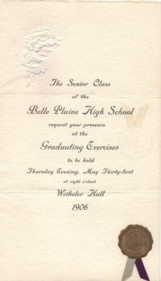 Belle Plain High School Commencement Program, Belle Plaine, 1906