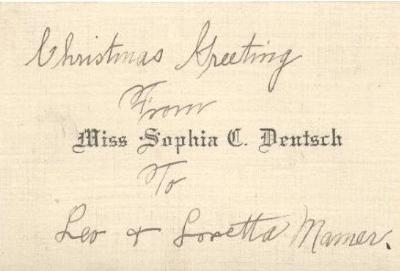 Calling Card for Sophia Deutsch, New Prague, 1900