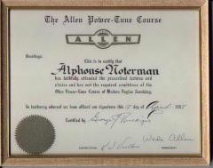 Certificate for Alphonse Noterman from Allen Electric & Equipment Co., Shakopee, 1957