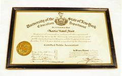 Certified Public Accountant Certificate from University of the State of New York, New York, 1933