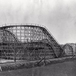 Wildwood rollercoaster structure alongside the streetcar line