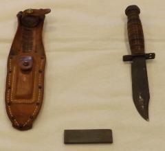 Combat Knife and Sheath, Shakopee, 1965