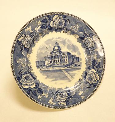 Commemorative Plate with Bulfinch Statehouse.