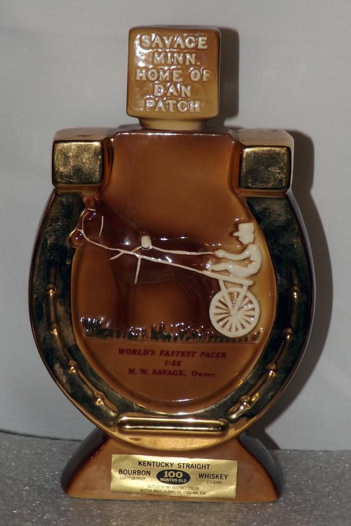 Dan Patch Kentucky Bourbon Whiskey Bottle, Savage, 1970