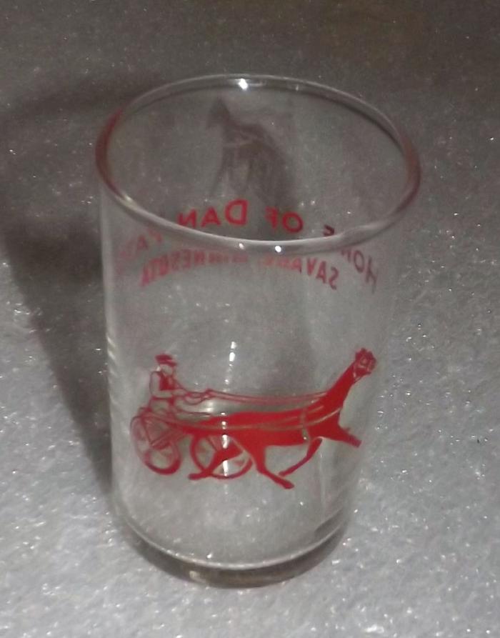 Dan Patch Commemorative Drinking Glass, Savage, 1950
