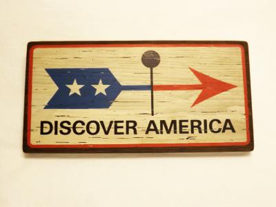 Discover America wood sign