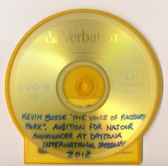DVD - Voice of Raceway Park, Kevin Busse, Audition for NASCAR Announcer at Daytona International Speedway, 2012
