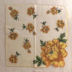 Handkerchief, yellow peony